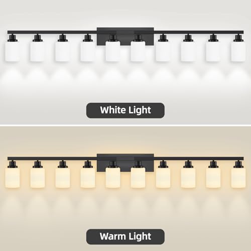 10 Light Bathroom Vanity Lights Over Mirror 65.4 inch Black (10 Count)