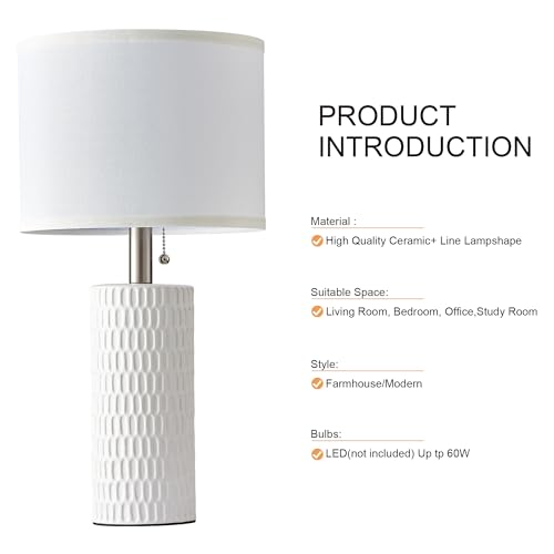 20" Modern Ceramic Table Lamps for Bedroom Set of 2 (2 Count)