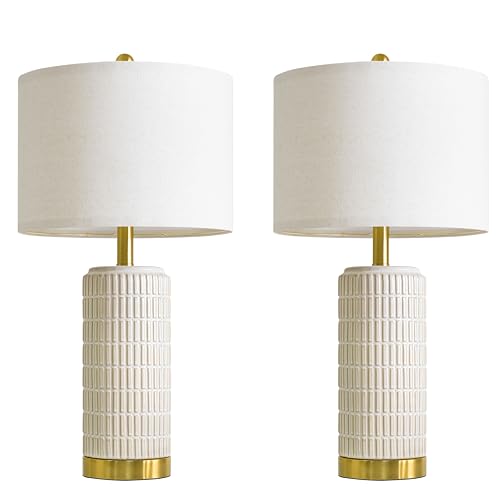 25'' Modern Table Lamps Set of 2 for Living Room with Gold Base (2 Count)