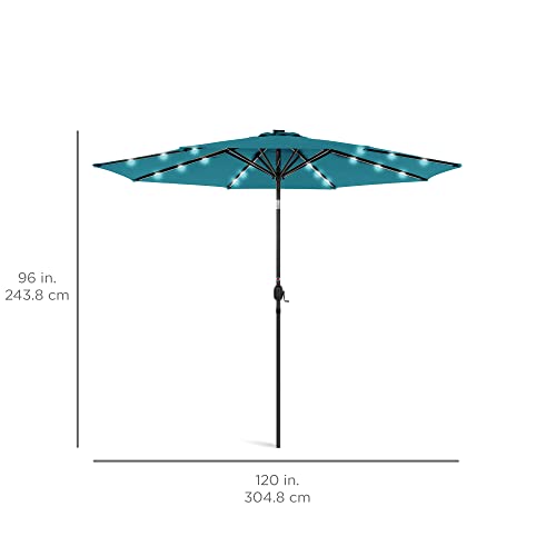10ft Solar Polyester LED Lighted Patio Umbrella w