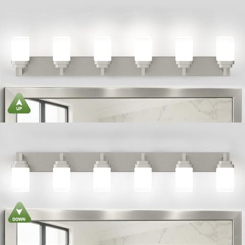 Brushed Nickel Bathroom Light Fixtures (Nickel / 6-Light)