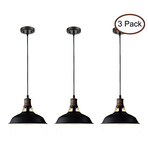 Industrial Pendant Light Black Hanging Barn Pendant Lighting 3 (3 Count)