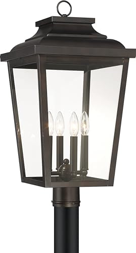 Irvington Manor XL Post Mount in Chelesa Bronze Finish with Clear Glass