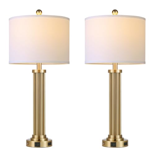 28" Tall Modern Table Lamps Set of 2 with USB C+A Ports and AC Outlet (2 Count)