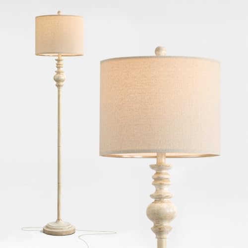 64.25" Farmhouse Floor Lamp for Living Room (White&Gold)