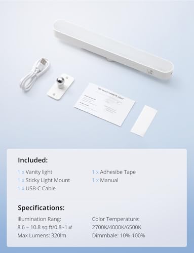 Rechargeable Makeup Light Bar LED Stick on Vanity Lighting for Mirror