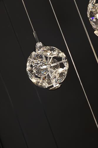 10 Light High Ceilings Long Chandeliers Modern Crystal Staircase Chandelier Hanging Flush Mount Lighting Fixtures for Spiral Staircase (127 Count)