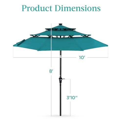 10ft 3 Tier Solar Patio Umbrella