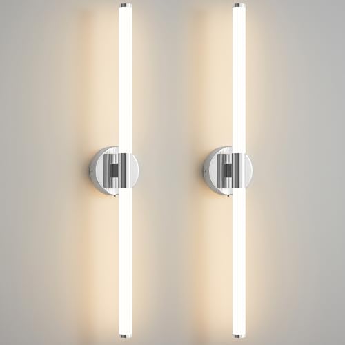 Wall Sconces Set of 2 Hardwired LED Vanity Light Chrome 31" (2 Count)