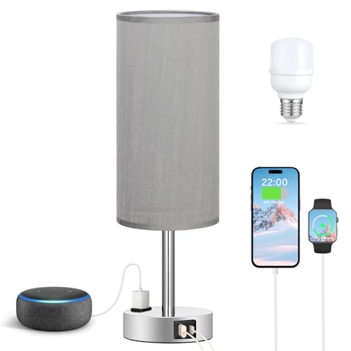 Grey Bedside Lamp for Bedroom