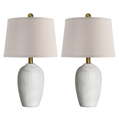 21'' Set of 2 Rustic Ceramic Small Table Lamps for Bedroom (2 Count)