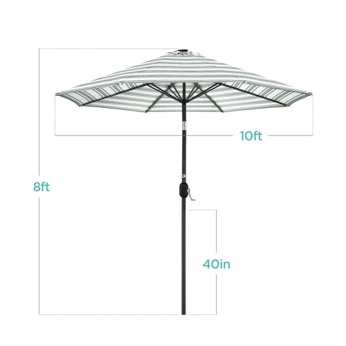 10ft Solar Polyester LED Lighted Patio Umbrella w