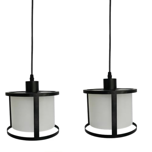 3 Lights Industrial Pendant Light with Glass Shade Matte Black Pendant Lighting Adjustable Industrial Retro Style Hanging Light