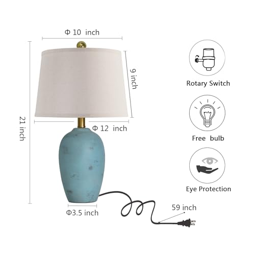 21'' Set of 2 Coastal Small Ceramic Lamps for Bedroom (2 Count)