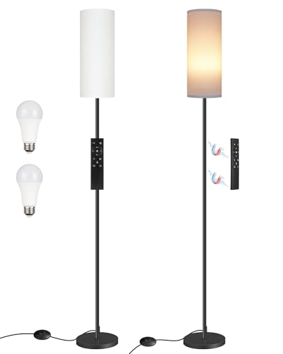 Set of 2 Dimmable Floor Lamps for Living Room with 2 Remotes and Foot Switch (2 Count)
