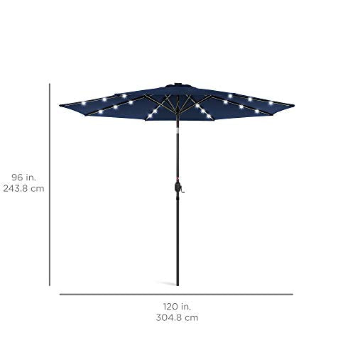 10ft Solar Polyester LED Lighted Patio Umbrella w (10 Feet)