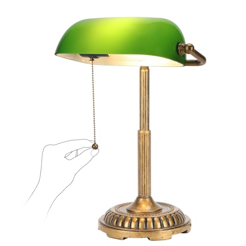 Bankers Lamp Green Desk Lamp with Pull Switch