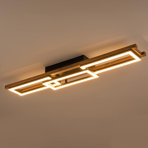 39.3" LED Modern Ceiling Lights Wooden Square Rectangular Lamp Fixture Wood
