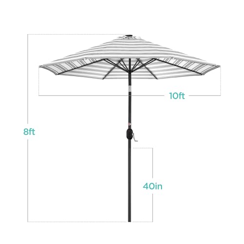 10ft Solar Polyester LED Lighted Patio Umbrella w