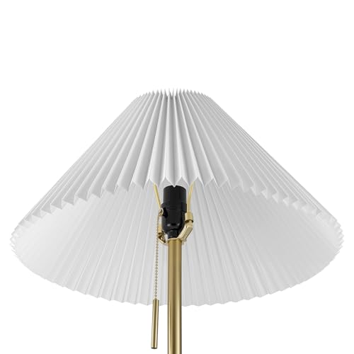62" Brass Floor Lamp with Pleated Fabric Shade