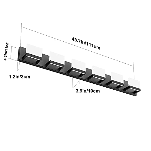 LED Modern Matte Black Bathroom Vanity Lights Over Mirror 6 Lights Up and Down Black Bathroom Vanity Light Fixtures 6000K