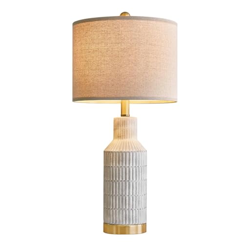 25" Modern Ceramic Lamps Single Table Lamp for Living Room Bedroom Farmhouse Nightstand Bedside Lamps (2 Count)