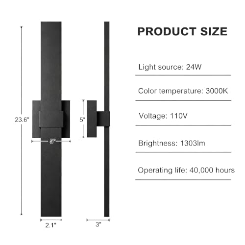 Aluminum 24 in Long Outdoor Wall Light Fixture