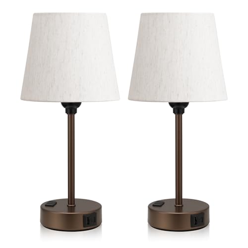 Brown Bedside Lamps Set 2 for Bedroom (2 Count)