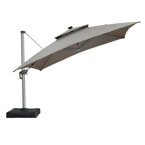 Patio Umbrella 10' X 13' Double Top Solar LED
