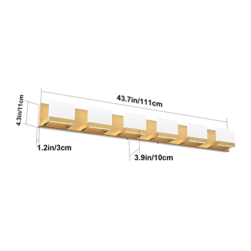 Gold Vanity Lights for Bathroom Modern LED 6 Lights Bathroom Vanity Lights Up and Down Wall Light Fixtures 6000K