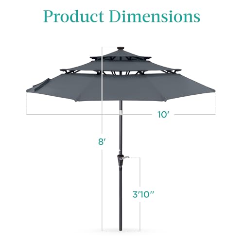 10ft 3 Tier Solar Patio Umbrella