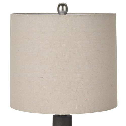 Home 22" Black Ceramic Table Lamp with Oatmeal Linen Shade for Modern Farmhouse