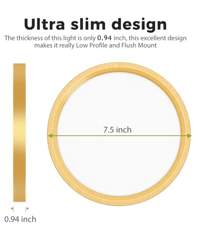 2Pack Dimmable Flush Mount Ceiling Light Fixture Golden (2 Count)
