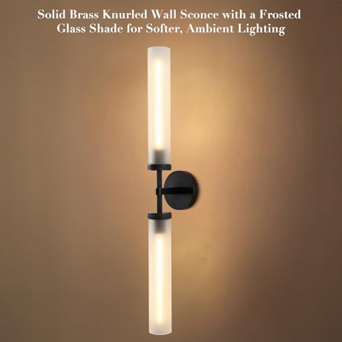 30" 2 Lights Hardwired Frosted Glass 2 PC Bathroom Wall Sconces