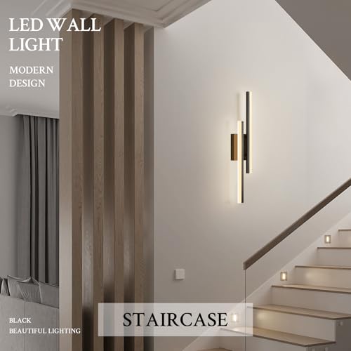 LED Wall Sconce Black Modern Remote Wall Light Fixtures for Living Room