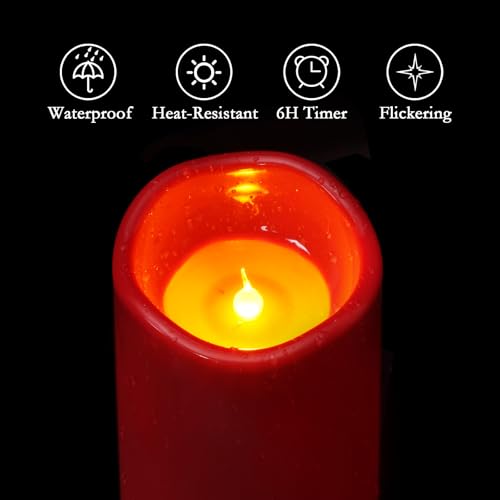 4"x10" Burgundy Flameless Candles (2 Count)