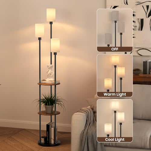 Floor Lamp with Shelves (Brown)