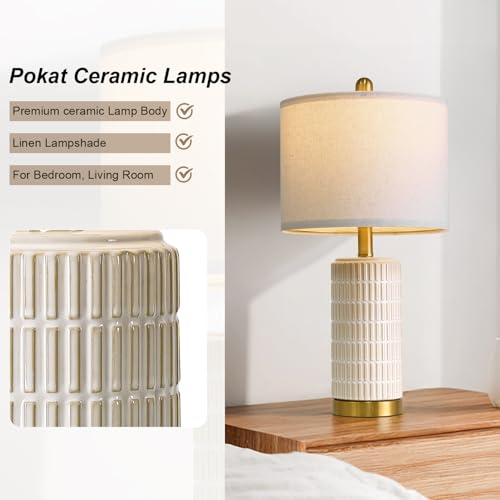 Small Bedside Table Lamps with USB Ports for Bedroom