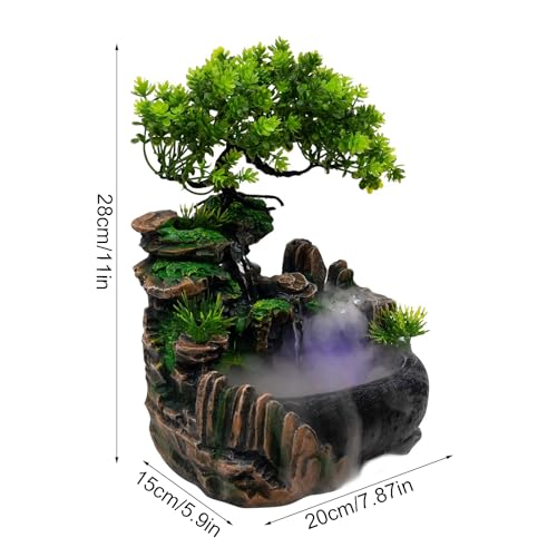 11 Inch Tabletop LED Waterfall Fountain with Mist Effect
