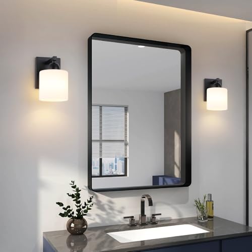 Matte Black Milk Glass Wall Sconces