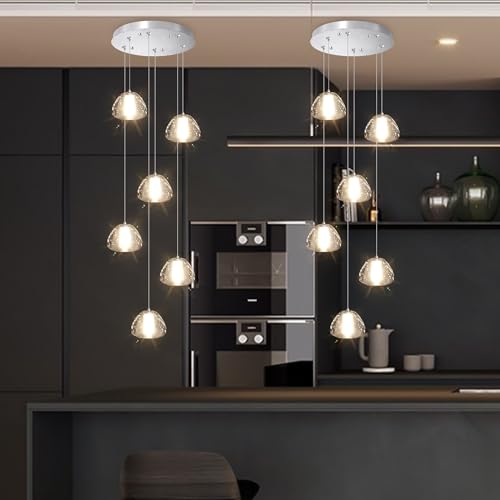 6 Lights Pendant Lighting for Entrance Modern Crystal Chandeliers LED Crystal Hanging Lights for Dining Room Bedroom Foyer Staircase Living Room 3000K