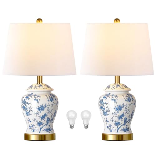 Chinoiserie Ceramic Table Lamps Set of 2 for Living Room (2 Count)