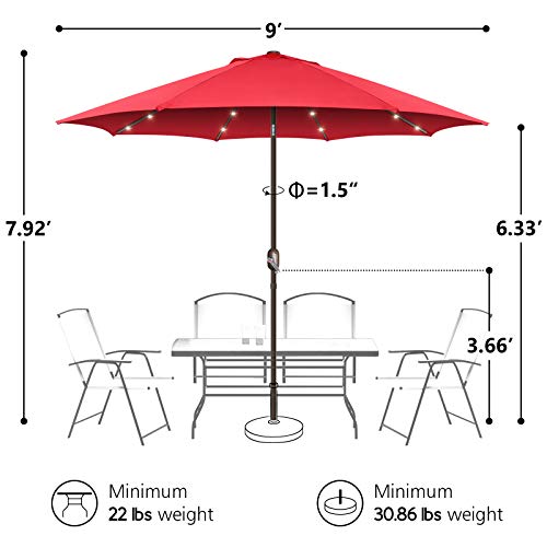 9ft Patio Umbrella with Solar Lights