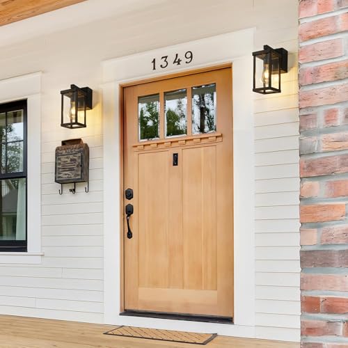Porch Lights with GFCI Outlets Dusk to Dawn Outdoor Wall Lights Waterproof Exterior Lighting Fixtures Modern Outside Lights Wall Mount for House Patio Garage
