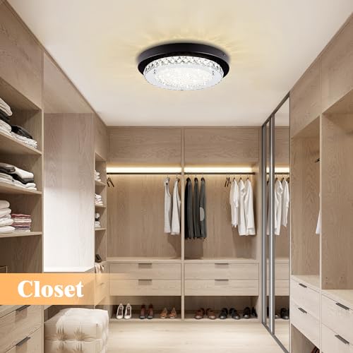 Crystal Flush Mount Ceiling Light LED Dimmable Closet Light Bathroom Light