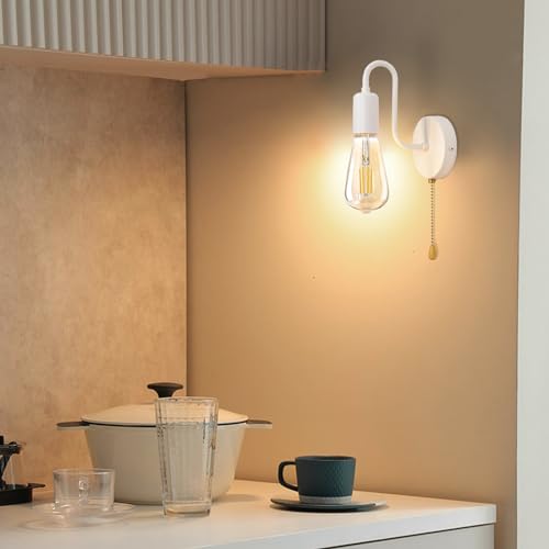 Hardwired Pull Chain Wall Sconce White