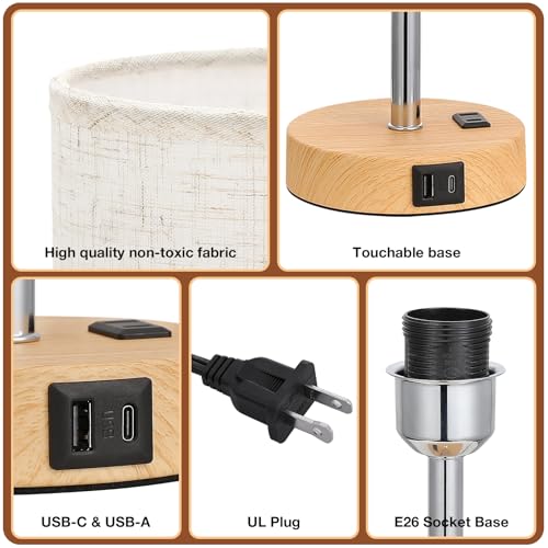 17.4" Bedside Lamp for Bedroom