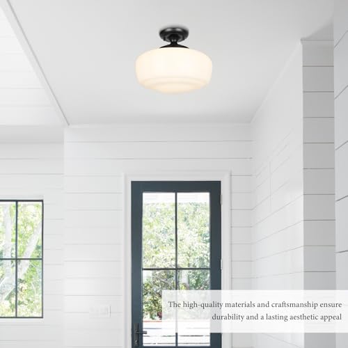 Large Schoolhouse Style Semi Flush Mount Ceiling Light Fixture