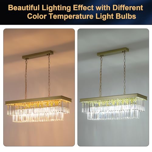 Modern Rectangular Crystal Chandelier Gold Island Rectangle Pendant Light