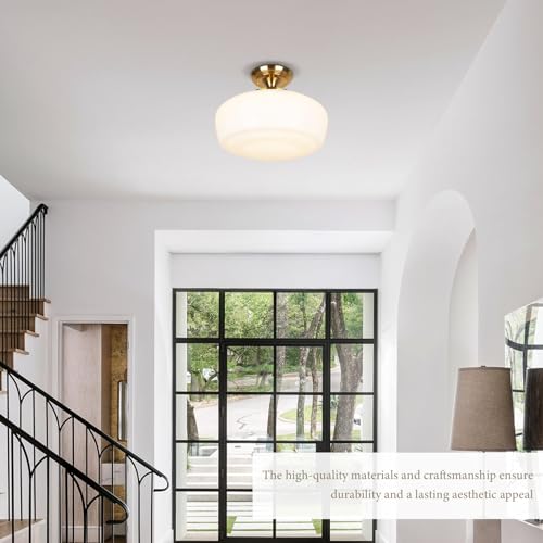 Large Schoolhouse Style Semi Flush Mount Ceiling Light Fixture